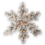 National Tree 32 Snowy Bristle Pine Snowflake with Battery Operated Warm White LED Lights