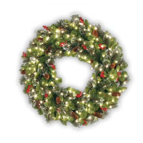  National Tree 24 in. Crestwood Spruce Wreath - Clear Lights