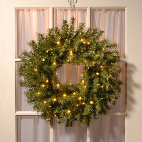  National Tree 24 Norwood Fir Wreath with 50 Warm White Battery Operated LED Lights with Timer