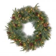 National Tree 24 Colonial Wreath with Battery Operated Dual Color LED Lights