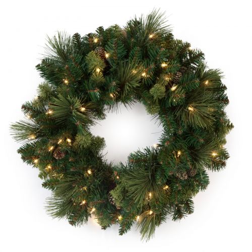  National Tree Company 24 Carolina Pine Wreath with Clear Lights