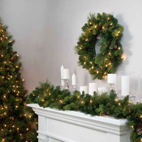  National Tree Company 24 Carolina Pine Wreath with Clear Lights