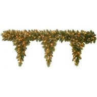 National Tree Company National Tree 6 Foot Glittery Bristle Pine Teardrop Garland with 3 Drops, Cones and 50 Clear Lights (GB1-300-6T-1)