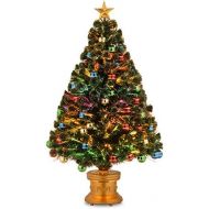 National Tree Company National Tree 48 Inch Fiber Optic Glitter Ball Ornament Tree with Gold Top Star in Gold Base (SZOX7-176L-48)