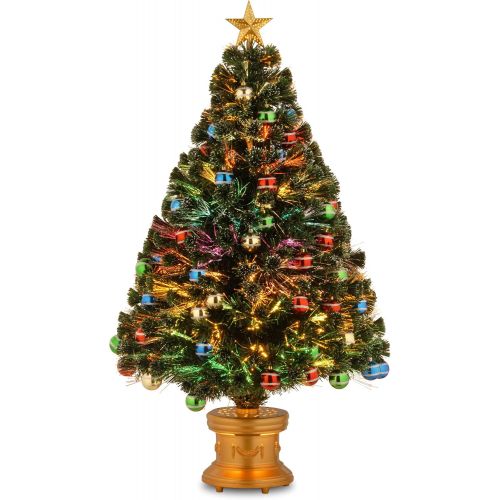  National Tree Company National Tree 48 Inch Fiber Optic Glitter Ball Ornament Tree with Gold Top Star in Gold Base (SZOX7-176L-48)