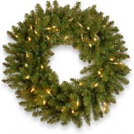 National Tree Company National Tree 30 Inch Kingswood Fir Wreath with 100 Battery Operated Dual LED Lights with Timer (KW7-300D-30WB1)