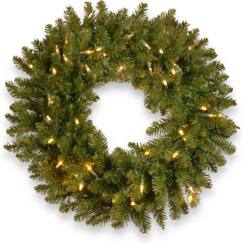  National Tree Company National Tree 30 Inch Kingswood Fir Wreath with 100 Battery Operated Dual LED Lights with Timer (KW7-300D-30WB1)