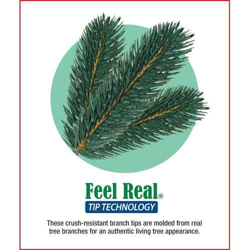  National Tree Company National Tree 3 Foot Feel Real Nordic Spruce Tree Cones, Red Berries 100 Warm White LED Lights Timer in Burlap (PENS1-355-30-B1)