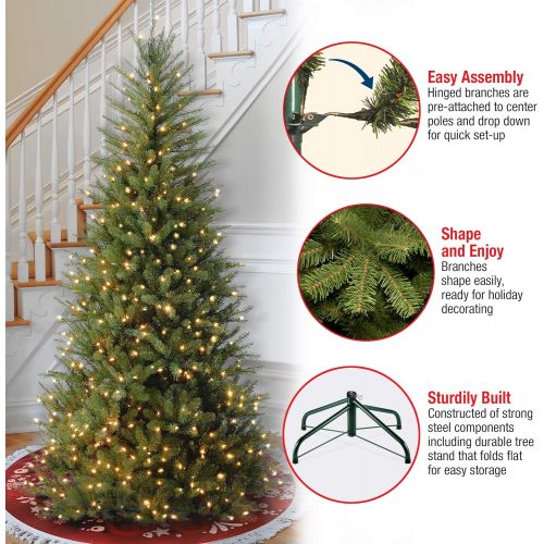  National Tree Company National Tree 7.5 Foot Dunhill Fir Slim Tree with 600 Clear Lights, Hinged (DUSLH1-75LO)