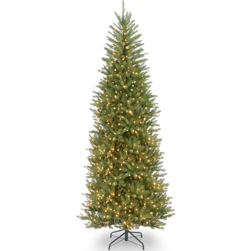  National Tree Company National Tree 7.5 Foot Dunhill Fir Slim Tree with 600 Clear Lights, Hinged (DUSLH1-75LO)