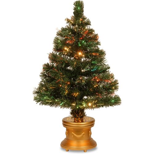  National Tree Company National Tree 32 Inch Fiber Optic Radiance Firework Tree LED Lights in Gold Base (SZRX7-100L-32-1)