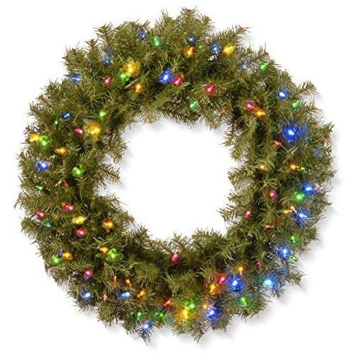  National Tree Company National Tree 30 Inch Norwood Fir Wreath with 100 Battery Operated Multicolor LED Lights (NF3-309-30WB-1)