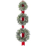 National Tree Company National Tree Set of 3 Wreath Door Decor Piece with 100 Warm White Battery Operated Twinkle LED Lights (GB1-300LT-18W-B)