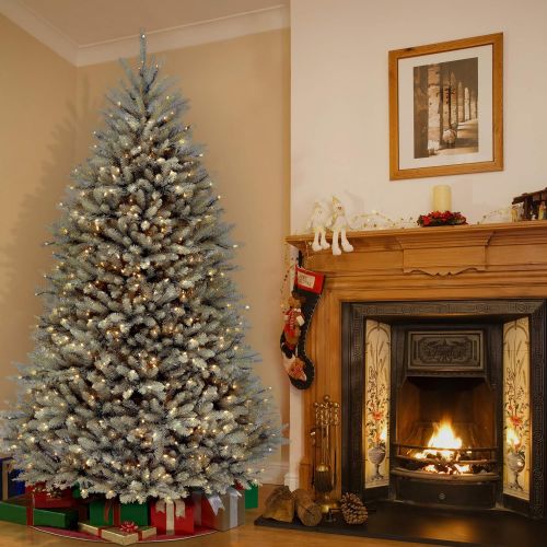  National Tree Company National Tree 7.5 Foot Dunhill Blue Fir Tree with 750 Clear Lights, Hinged (DUBH-75LO)