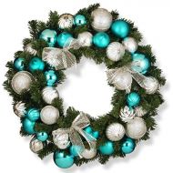 National Tree Company National Tree 30 Inch Silver and Blue Mixed Ornament Wreath (RAC-16003)