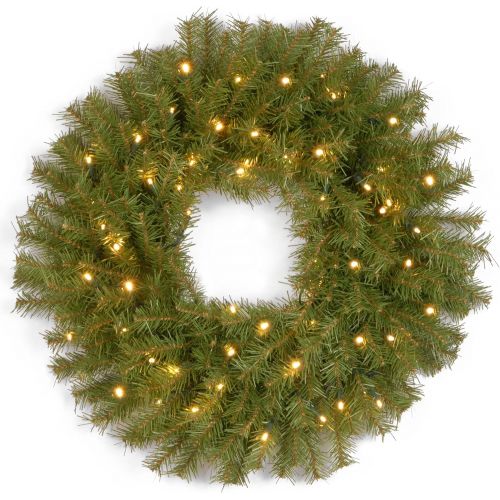  National Tree Company National Tree 36 Inch Norwood Fir Wreath with 100 Battery Operated Dual LED Lights (NF-304D-36W-B1)