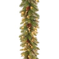 National Tree Company National Tree 9 Foot by 10 Inch Glittery Pine Garland with Gold Berries and 100 Clear Lights (GPG3-341-9A)