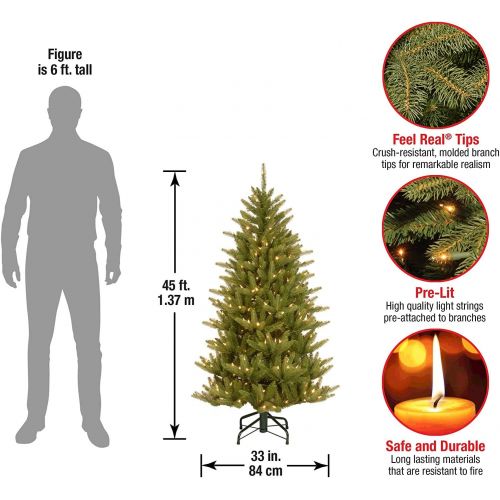  National Tree Company National Tree 4.5 Foot Feel Real Natural Frasier Slim Tree with 300 Clear Lights, Hinged (PENAF4-309-45)
