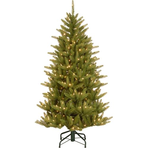  National Tree Company National Tree 4.5 Foot Feel Real Natural Frasier Slim Tree with 300 Clear Lights, Hinged (PENAF4-309-45)