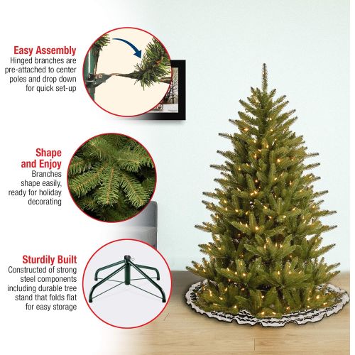  National Tree Company National Tree 4.5 Foot Feel Real Natural Frasier Slim Tree with 300 Clear Lights, Hinged (PENAF4-309-45)