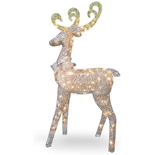  National Tree Company National Tree 60 Inch Crystal Standing Deer with 100 Clear Mini Lights (DF-100064U)