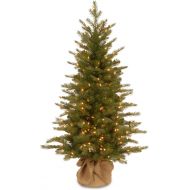 National Tree Company National Tree 4 Foot Feel Real Nordic Spruce Tree with 200 Clear Lights in Burlap Base (PENS1-333-40)