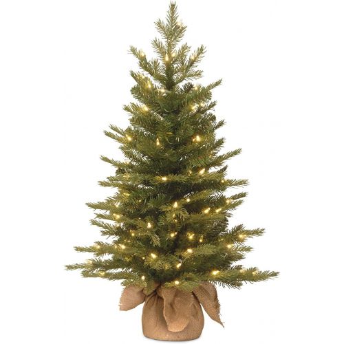  National Tree Company National Tree 4 Foot Feel Real Nordic Spruce Tree with 200 Clear Lights in Burlap Base (PENS1-333-40)