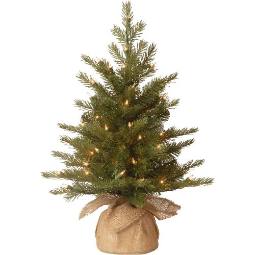  National Tree Company National Tree 4 Foot Feel Real Nordic Spruce Tree with 200 Clear Lights in Burlap Base (PENS1-333-40)