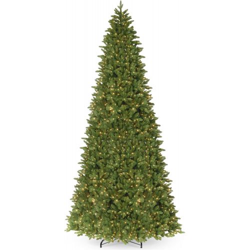  National Tree Company National Tree 14 Foot Feel Real Ridgewood Spruce Slim Tree with 1300 Clear Lights, Hinged (PERG4-315-140)