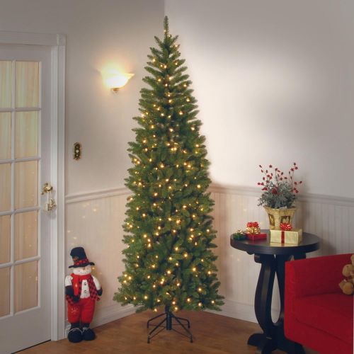  National Tree Company National Tree 7.5 Foot Kingswood Slim Fir Tree with 450 Dual Color LED Lights and PowerConnect 9 Function System, Hinged (KW7-D52-75)