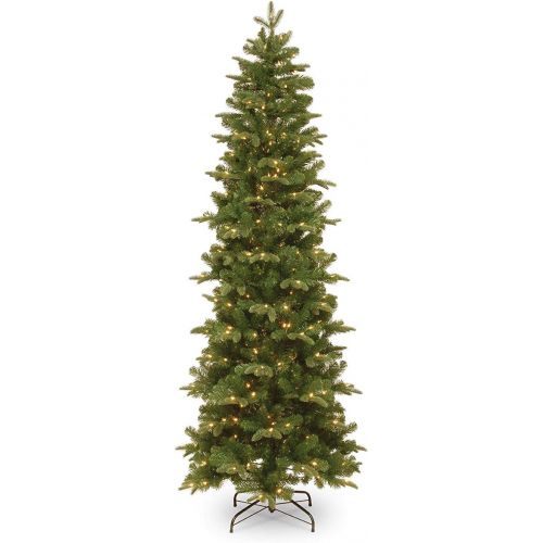  National Tree Company National Tree 7.5 Foot Feel Real Prescott Pencil Slim Tree with 350 Clear Lights, Hinged (PEPR4-307-75)