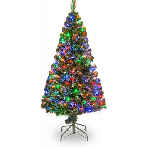  National Tree Company National Tree 60 Inch Fiber Optic Evergreen Tree with 150 Multicolored Lights in a 16 Inch Stand (SZE7-147-60)