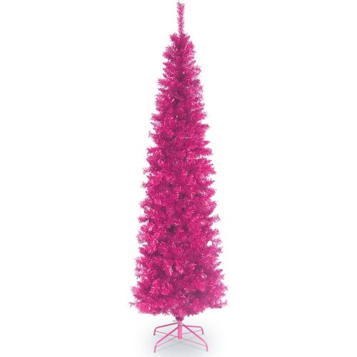  National Tree Company National Tree Pine 7 Foot Pink Tinsel Tree