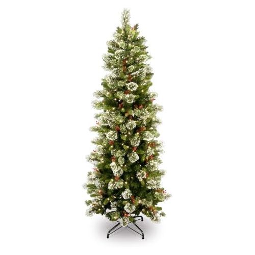  National Tree Company National Tree 7.5 Foot Wintry Pine Slim Tree with 400 Clear Lights, Hinged (WP1-310-75)