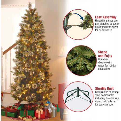  National Tree Company National Tree 7.5 Foot Wintry Pine Slim Tree with 400 Clear Lights, Hinged (WP1-310-75)