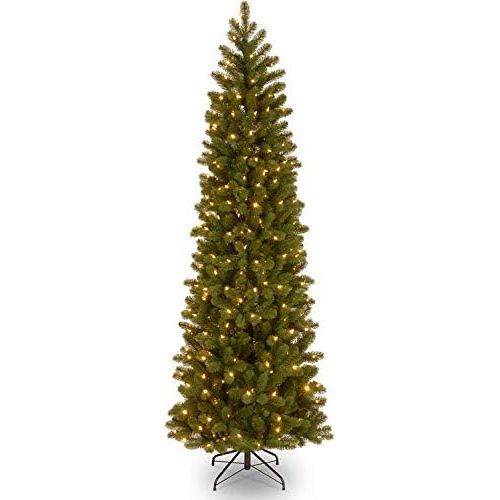  National Tree Company National Tree 7.5 Foot Feel-Real Downswept Douglas Fir Pencil Slim Tree with 350 Clear Lights, Hinged (PEDD4-392-75)