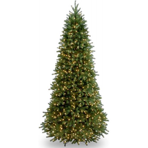  National Tree Company National Tree 9 Foot Feel Real Jersey Frasier Fir Slim Tree with 1000 Clear Lights, Hinged (PEJF1-304-90)