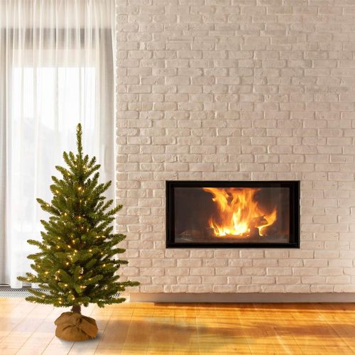  National Tree Company National Tree 4 Foot Kensington Burlap Tree with 150 Clear Lights (KNT3-306-40)