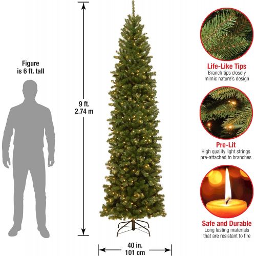  National Tree Company National Tree 6 Foot North Valley Spruce Pencil Slim Tree with 250 Clear Lights (NRV7-358-60)