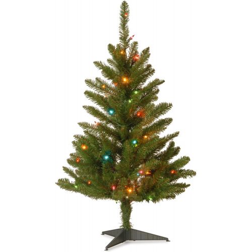  National Tree Company National Tree 6.5 Foot Kingswood Fir Pencil Tree with 250 Multicolor Lights, Hinged (KW7-313-65)