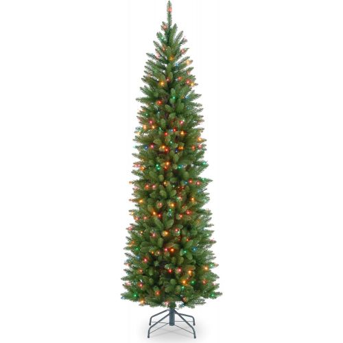  National Tree Company National Tree 6.5 Foot Kingswood Fir Pencil Tree with 250 Multicolor Lights, Hinged (KW7-313-65)