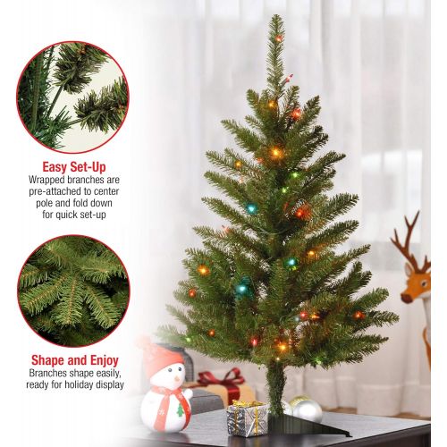  National Tree Company National Tree 6.5 Foot Kingswood Fir Pencil Tree with 250 Multicolor Lights, Hinged (KW7-313-65)