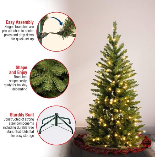  National Tree Company National Tree 6.5 Foot Kingswood Fir Pencil Tree with 250 Clear Lights, Hinged (KW7-300-65)