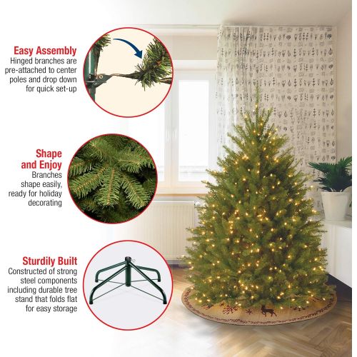  National Tree Company National Tree 7.5 Foot Dunhill Fir Tree with 750 Multicolor Lights, Hinged (DUH-75RLO)