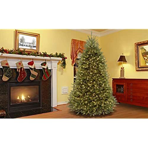  National Tree Company National Tree 9 Foot Dunhill Fir Tree with 900 Clear Lights, Hinged (DUH-90LO)