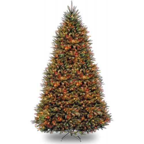  National Tree Company National Tree 7.5 Foot Dunhill Fir Tree with 700 Dual LED Lights and 9 Function Footswitch, Hinged (DUH-330LD-75S)