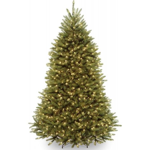  National Tree Company National Tree 7.5 Foot Dunhill Fir Tree with 700 Dual LED Lights and 9 Function Footswitch, Hinged (DUH-330LD-75S)