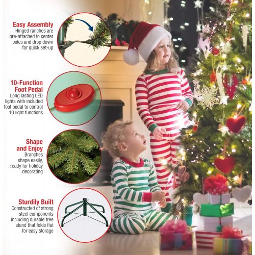  National Tree Company National Tree 7.5 Foot Feel Real Downswept Douglas Fir Tree with 750 Dual Color LED Lights and OnOff Switch, Hinged (PEDD1-312LD-75X)