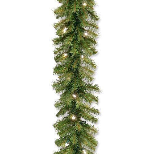  National Tree Company Pre-Lit Artificial Christmas Garland, Green, Norwood Fir, White Lights, Battery Operated, Christmas Collection, 9 Feet