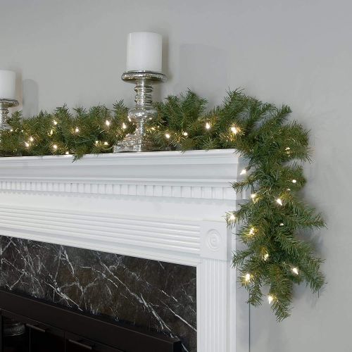  National Tree Company Pre-Lit Artificial Christmas Garland, Green, Norwood Fir, White Lights, Battery Operated, Christmas Collection, 9 Feet